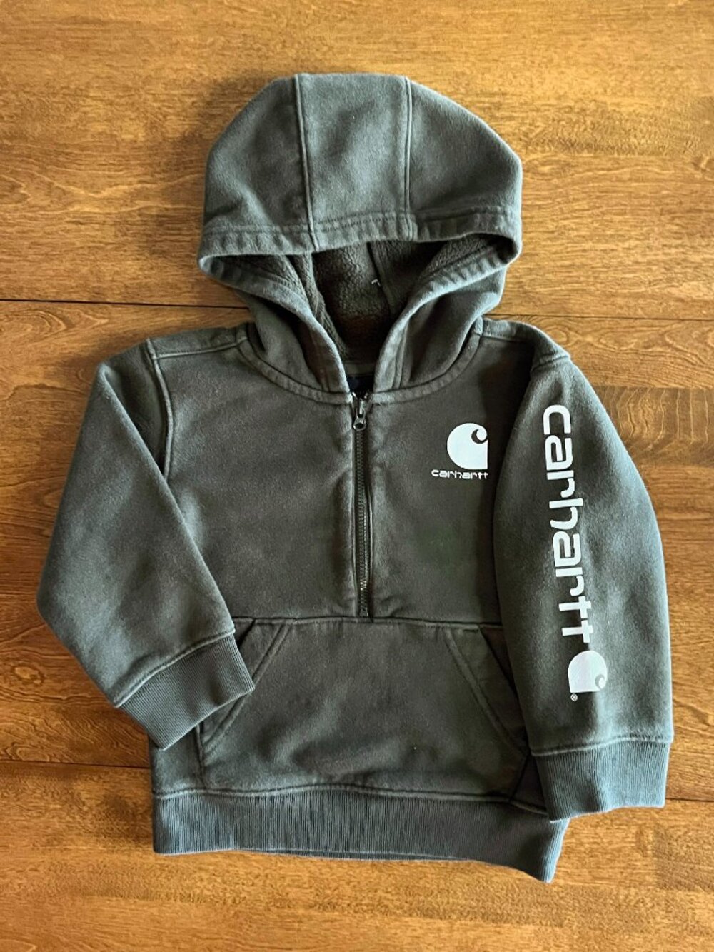 Carhartt half-zip dark green logo hoodie 2T